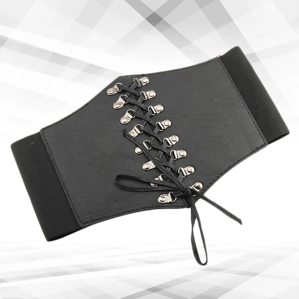 

1Pc Women Wide Waist Belt Lace Bowknot Tie Waist Belt for Dress Skirt Clothes Decoration for Dress and Shirt (Black)