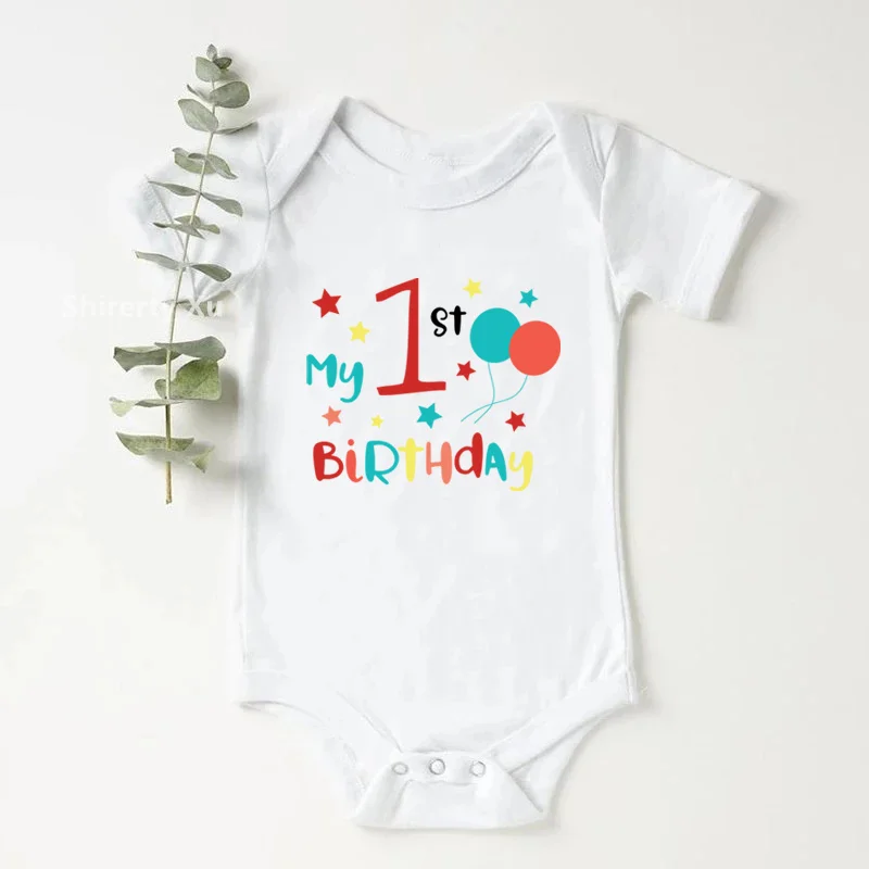 

Cute Baby 1st Birthday Bodysuit 100% Cotton Baby Romper Infant Toddler Girls Boys Short Sleeve Letter Print Casual Clothes