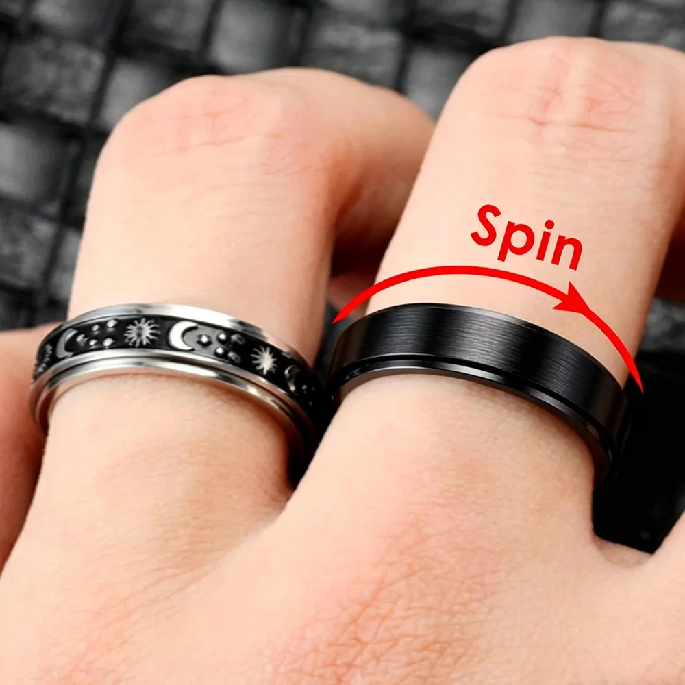 Fidget Spinner Angst Ringe Für Frauen Männer Spinning Drehen Antistress Druck Edelstahl Ring Zubehör Trendy Schmuck