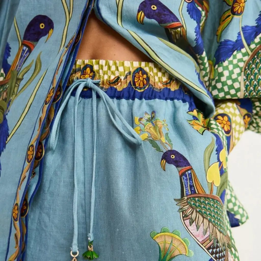 

Women's Lace Suit Set Puff Sleeve Vacation Leisure Fashion Independent Station Print European American Style