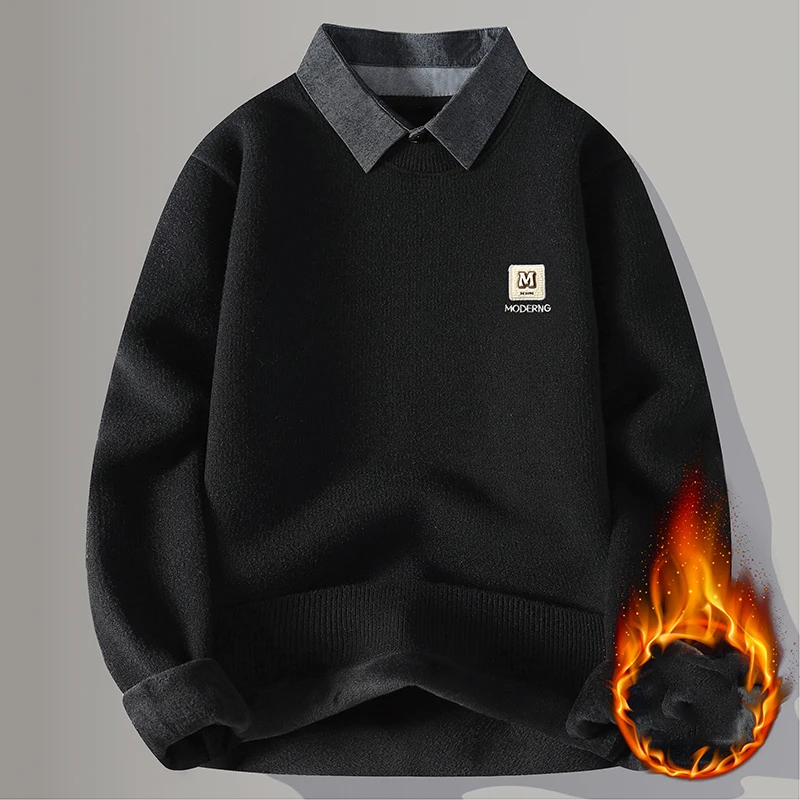 Men's Streetwear Autumn Fashion Sweater Male Pullover Casual Knit Men's Jumpers Spring Sweat-shirt Men Clothing Solid Color