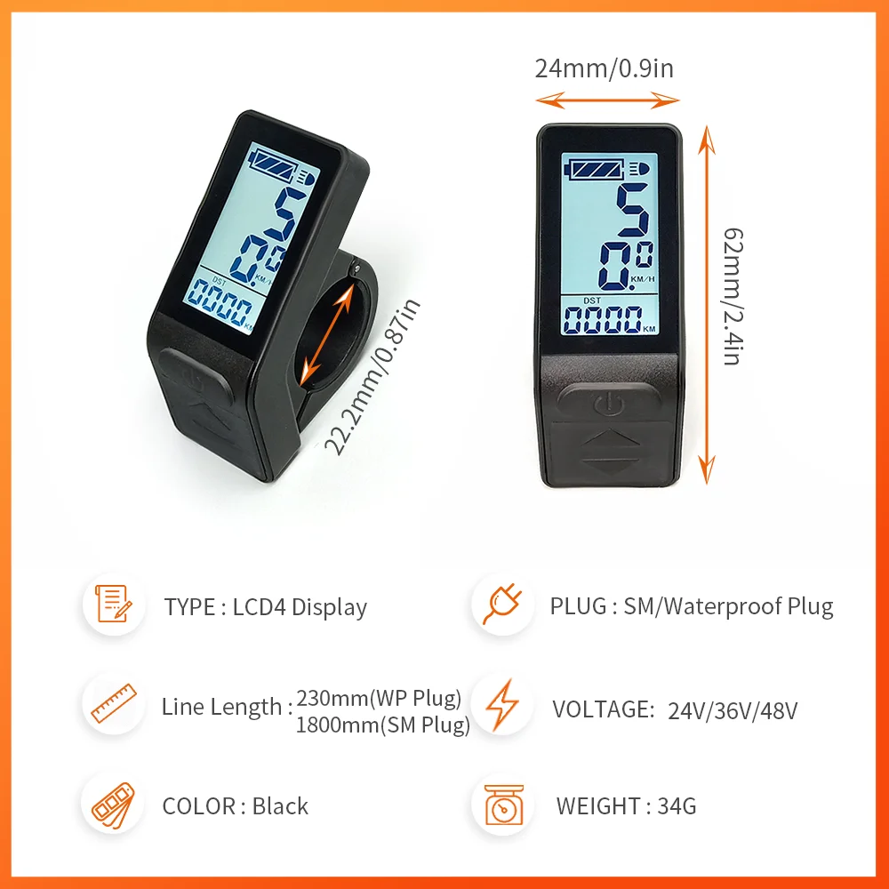 電動自転車変換キット,Lcd4スマートモデル,24V,36V,48V,LCD,LED,防水