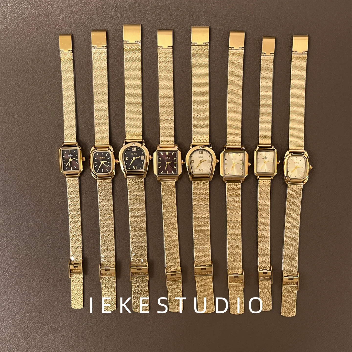 

Golden Rectangular High-Quality Watch Arch-Shaped Wristwatch Luxurious Vintage-Inspired Premium Ladies' Quartz Timepiece