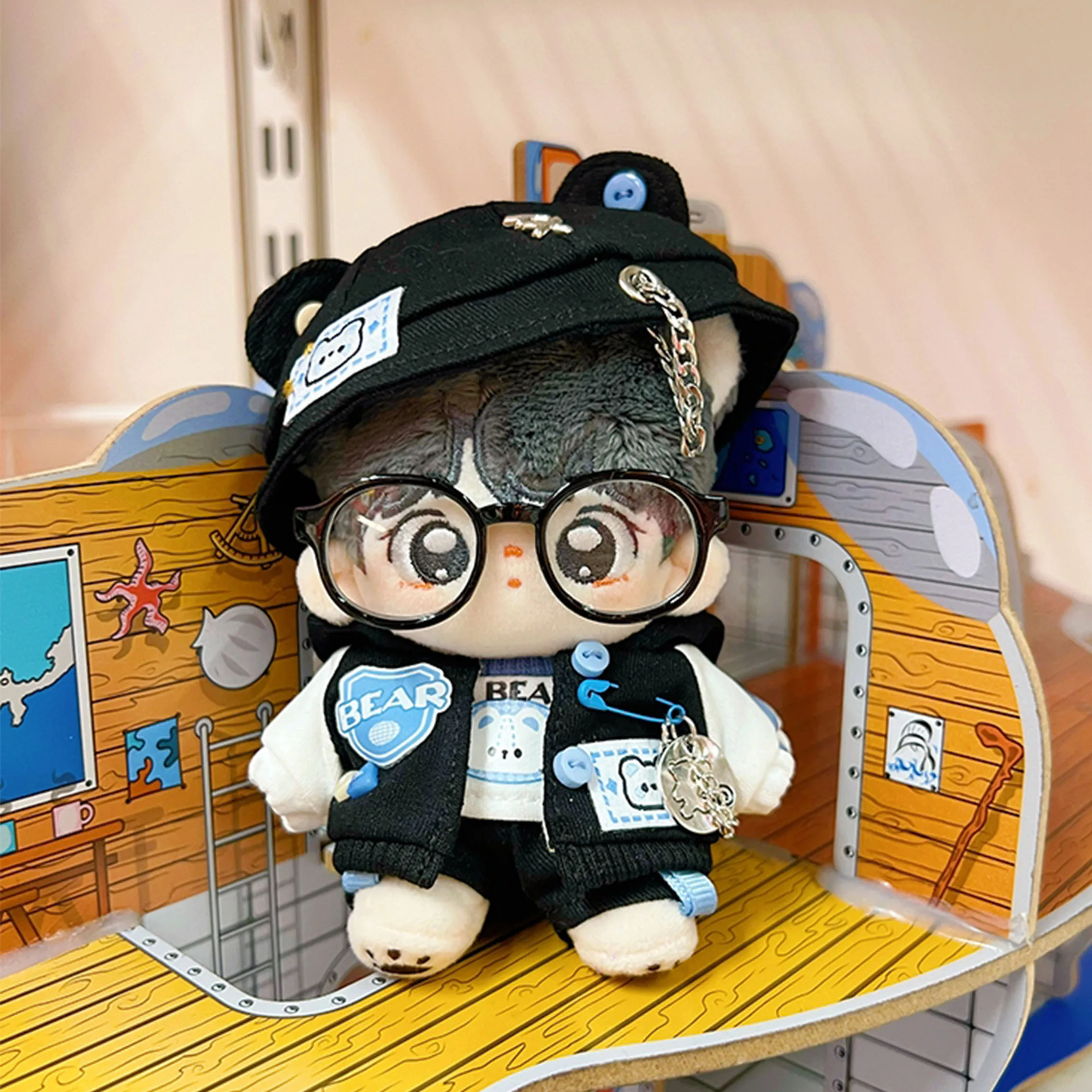 Fashion Cool Handsome Parkour Littlle Bear Costume Set Cosplay 10cm No Attribute Plush Doll Change Clothes Outfit Xmas Gift