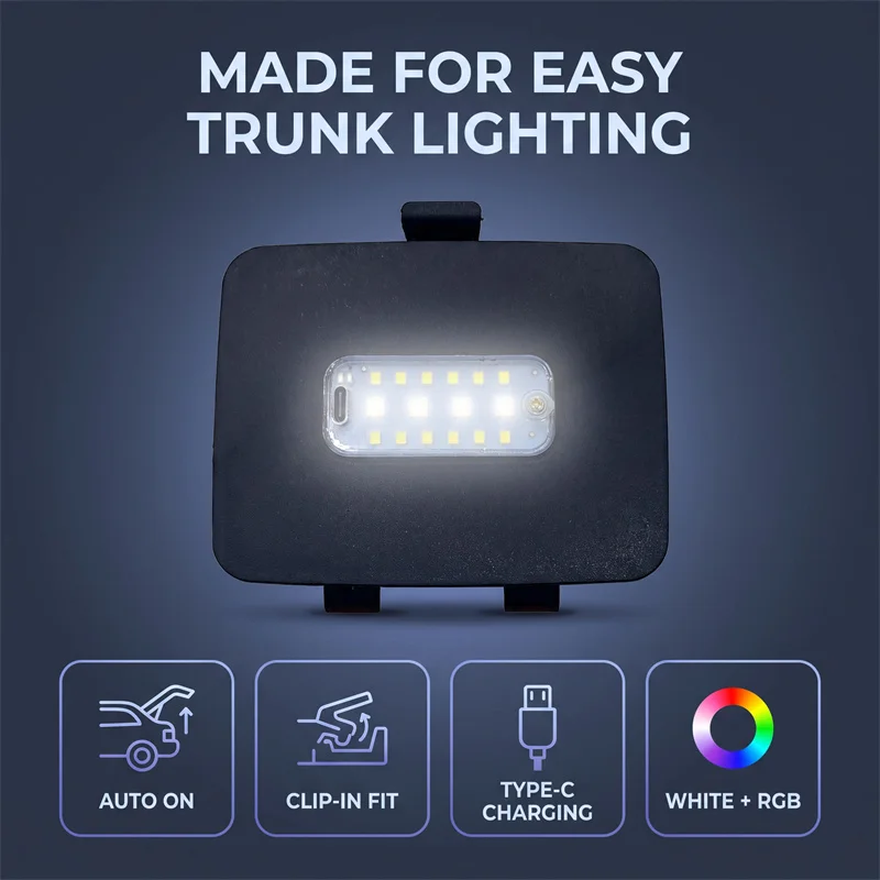 For BYD Dolphin Surf/Mini Seagull 2026 2025 2024 Rear Trunk Light Tailgate Modification Led Trunk Interior Light Car Interior