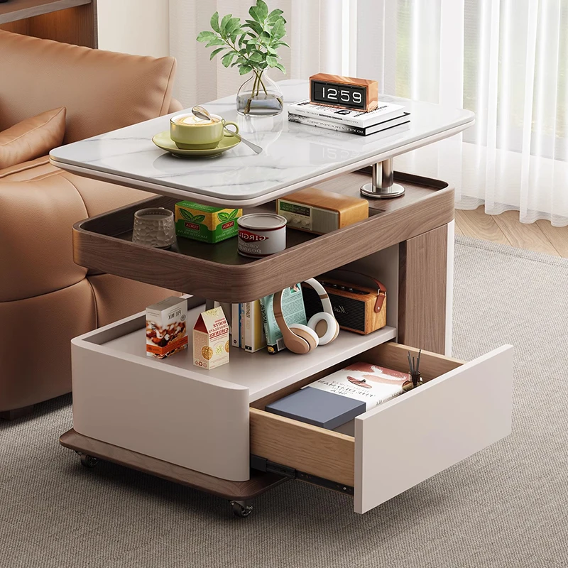 

White Luxury Coffee Table Extendable Adjustable Minimalist Design Coffee Table Modern Unique Mesa De Centro Furniture For Home