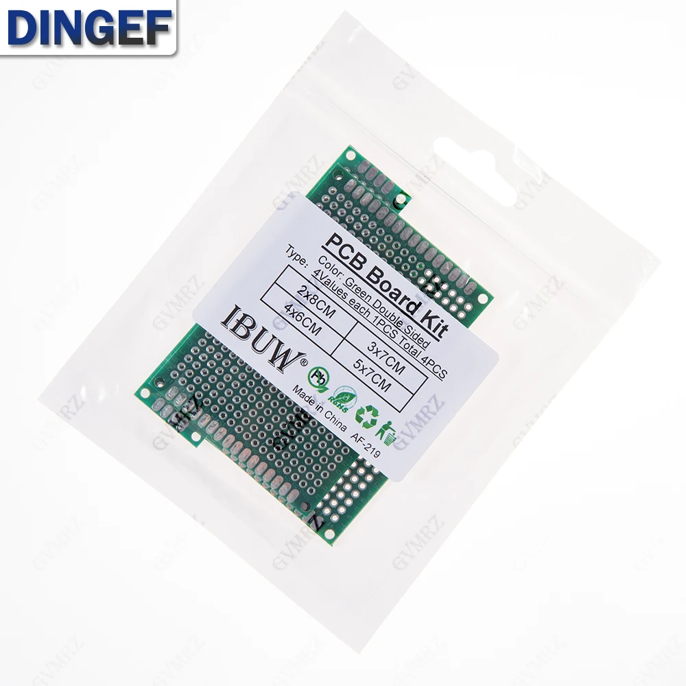 4pcs Green Assorted Size PCB Prototype Board 2x8/3x7/4x6/5x7CM Universal Breadboard for Arduino DIY Electronics KIT 2*8 4*6 5*7