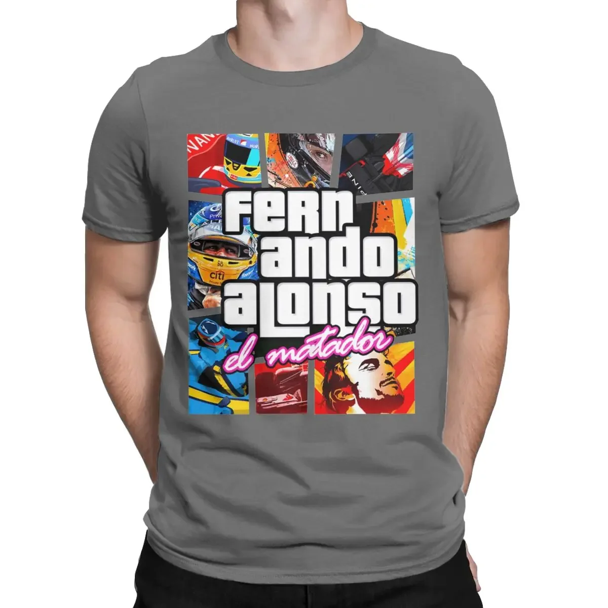 تي شيرت بأكمام قصيرة برقبة دائرية للرجال ، تي شيرت ممتع لسيارات السباق ، قمم حفلات قطنية ، دييجو ألونسو 14 ، هراجاكو #5