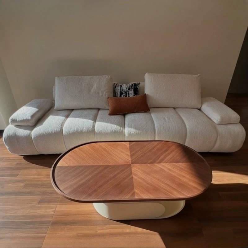 Modern simple chenille fabric sofa cream style Italian straight row living room sofas and seating 220 340cm couch home furniture
