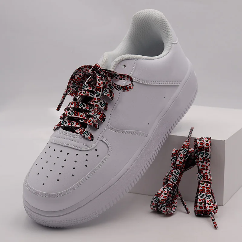 Coolstring Official Wholesale 7MM Heat Transfer Submation Shoelaces Musical Note Pattern Printed Flatlace Unisex Shoe Accessory