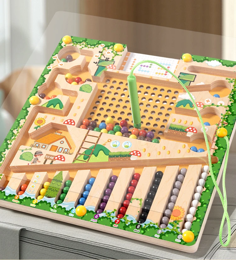 Magnetische Sortierspiele Montessori Puzzle Spielzeug Labyrinth Bord Lernen Farbe Zählen Anzahl Klassifizierung Holz Lernspielzeug – Detail 9