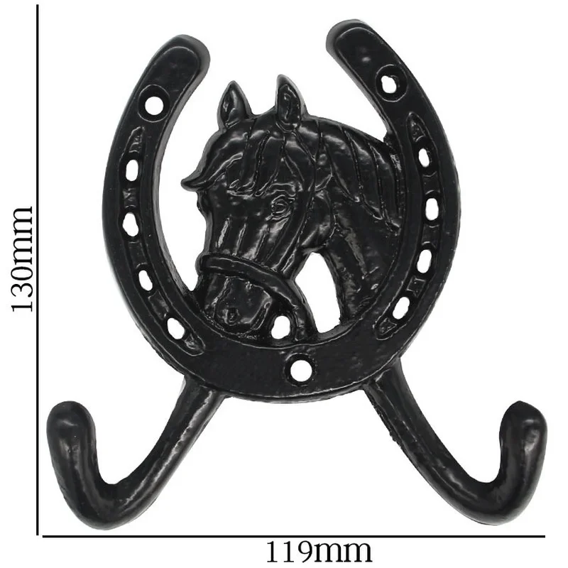 Garden Outdoor Wall Decor Horseshoe Shaped Wall Hooks Cast Iron Home Crafts Decorative Hooks with Screws Bedroom Wall Hangers