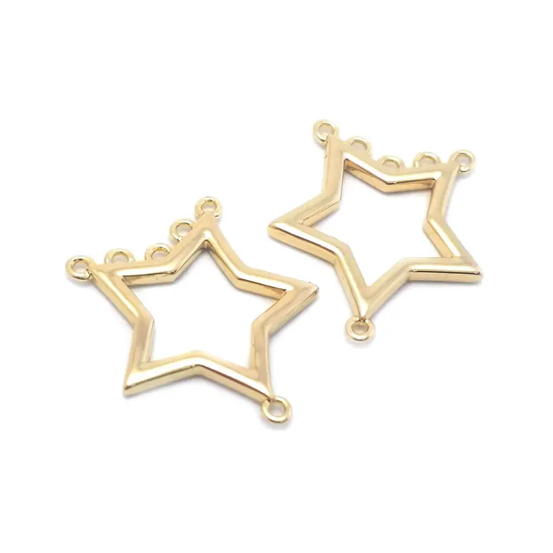 18K Gold Color Brass Star or Fan Shape Earring Connector Charms Pendants Jewelry Making Supplies Diy Findings Accessories