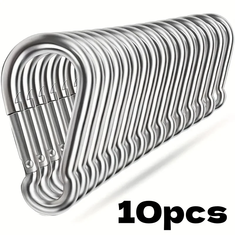 10er-Pack Outdoor-Schlüsselanhänger, 50 mm Federverschlusshaken, Karabiner, Schlüsselanhänger, langlebige Federverschlüsse für Camping und Reisen