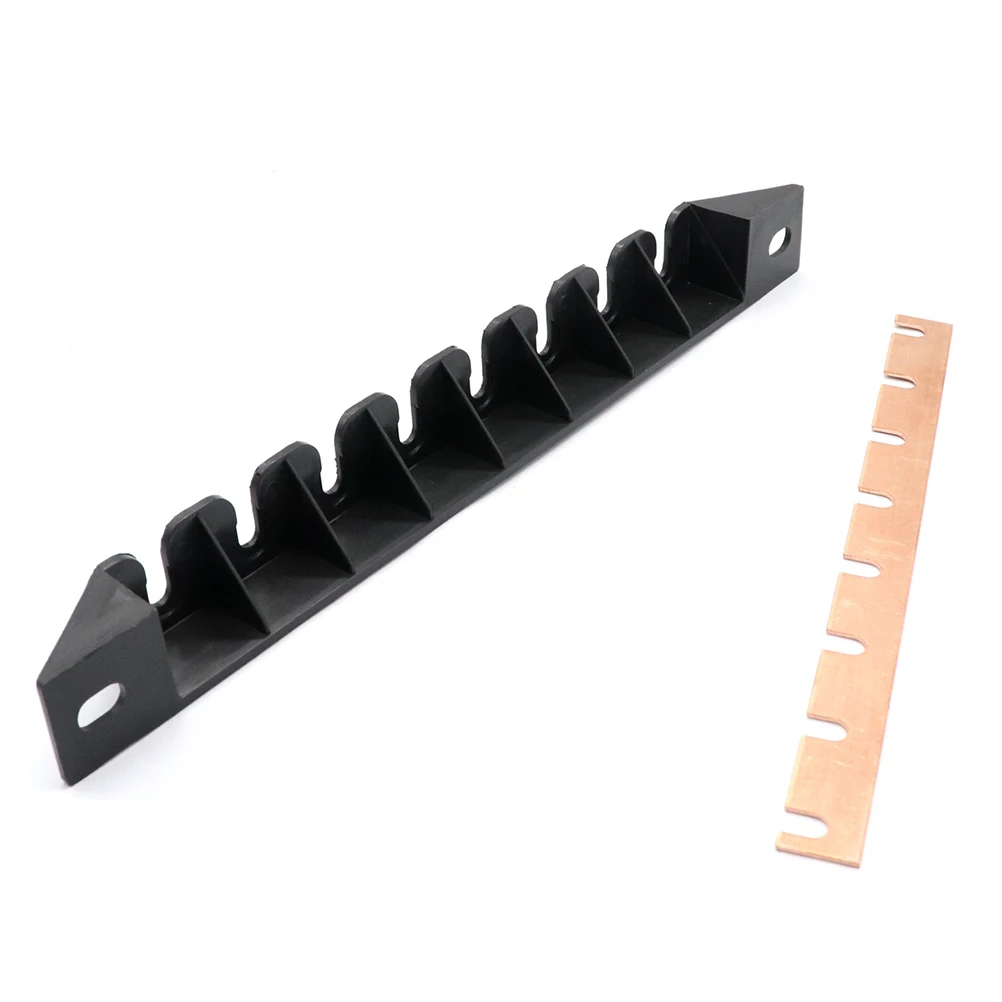 

E5 8-Slot Circuit Breaker Mounting Bracket Copper Busbar Set for Truck Yacht RV Power System (Black)