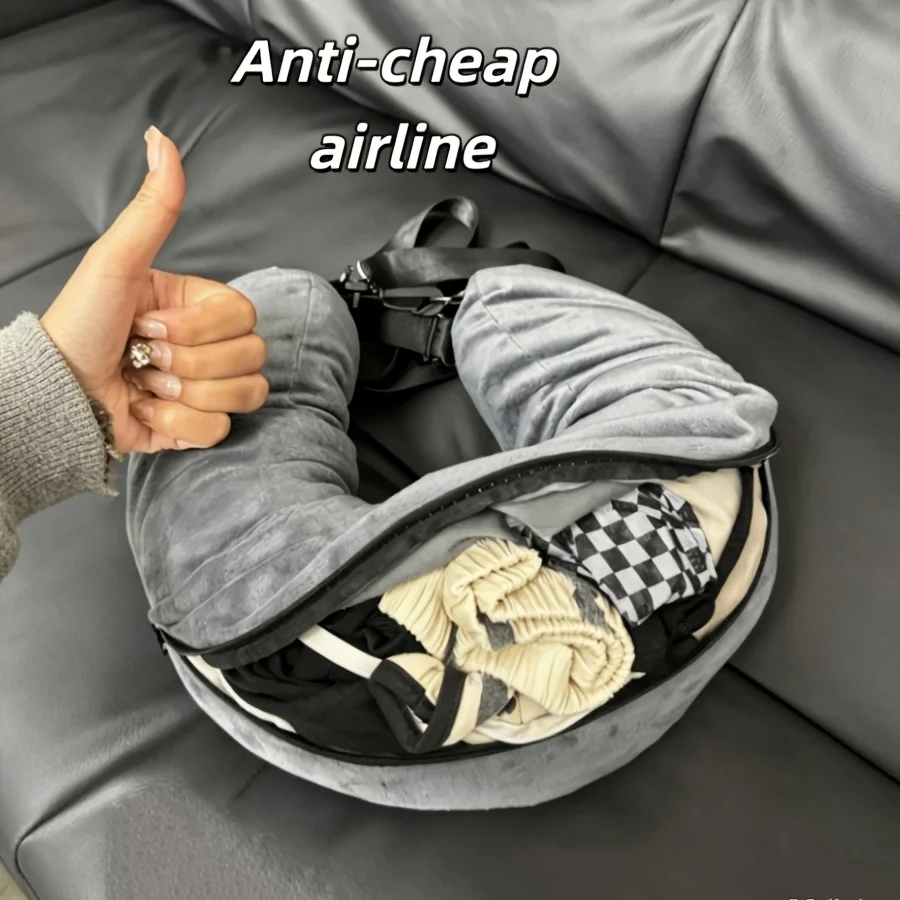 1pcs Multi functional outdoor U-shaped portable pillowcase, can be filled with clothing, luggage or other items
