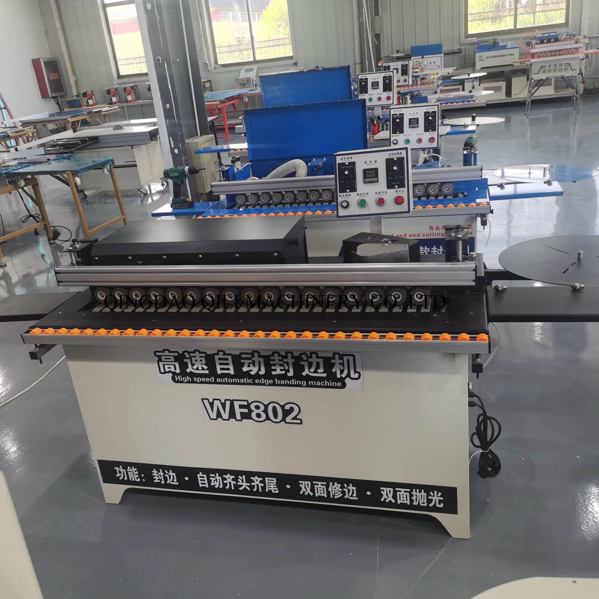 

Automatic edge banding woodworking machine with high speed end trimming and auto end cutting buffing