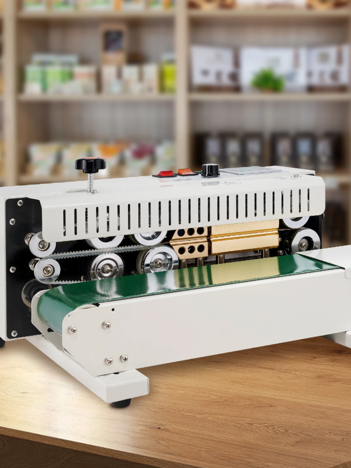 SucceBuy Horizontale Zak Band Sluitmachine Continue Band Sealer Machine Koolstofstaal voor 0,02-0,8 mm Plastic Zakken Films - afbeelding 2