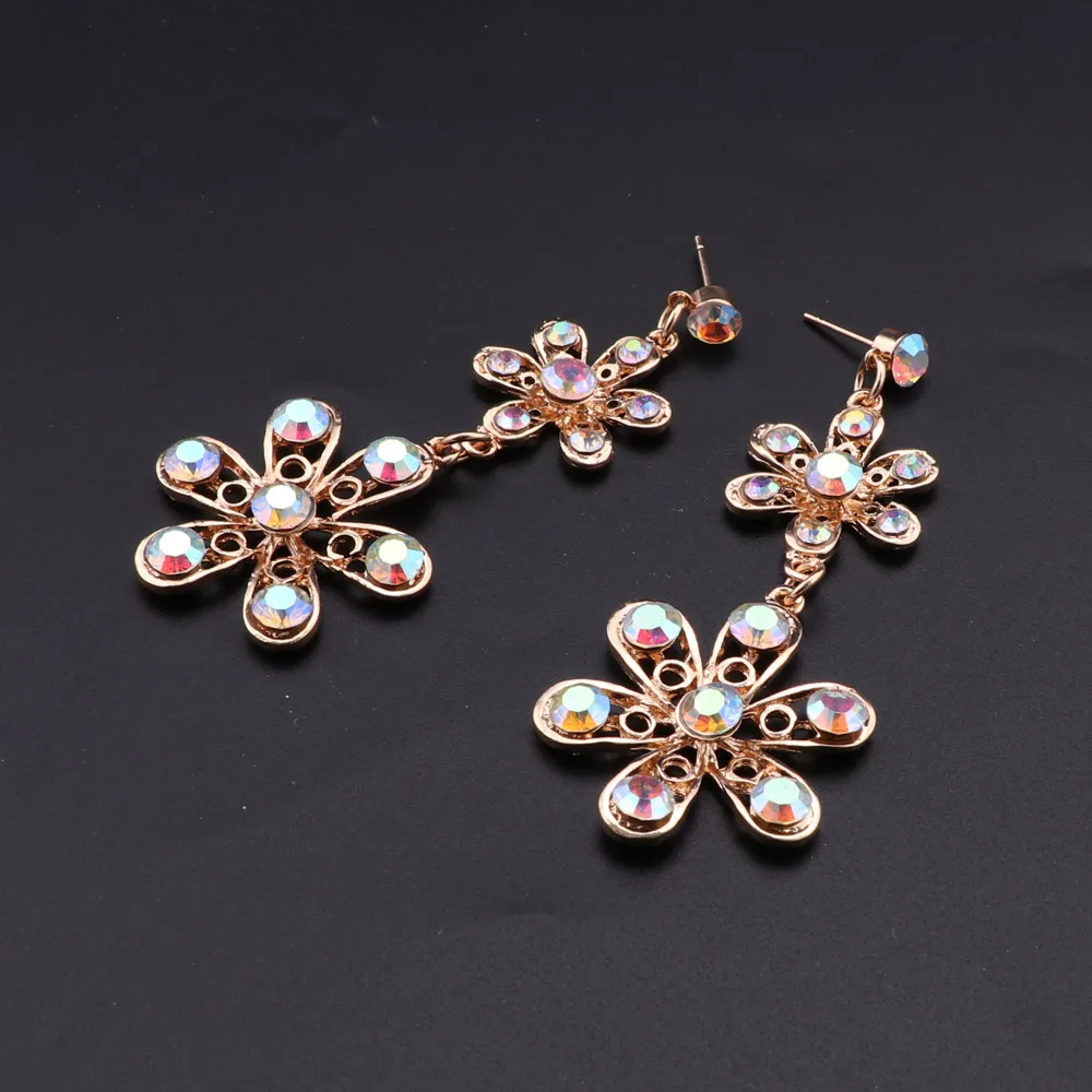 موضة AB اللون كريستال طقم مجوهرات الزفاف قلادة طقم أقراط حفل زفاف مجوهرات زي مجوهرات زينة بالجملة #5