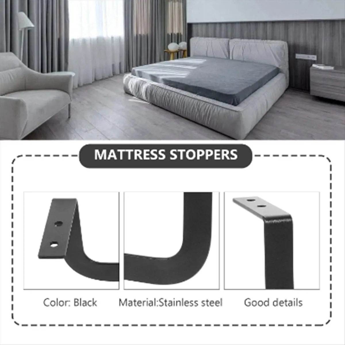 Metal Mattress Retainer Bar Keep Mattress Stopper From Sliding Slide Stopper to Prevent Sliding Holder in Place Gripper-A51M