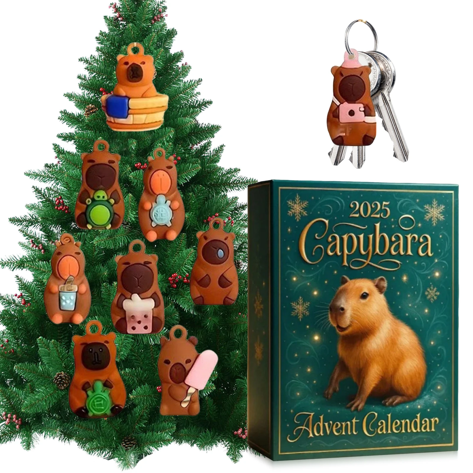 

Новинка! Адвент-календарь «Капибара» на Рождество 2025 с 24 подвесками. Календарь обратного отсчета до Рождества для украшения елки, семейный праздничный подарок.