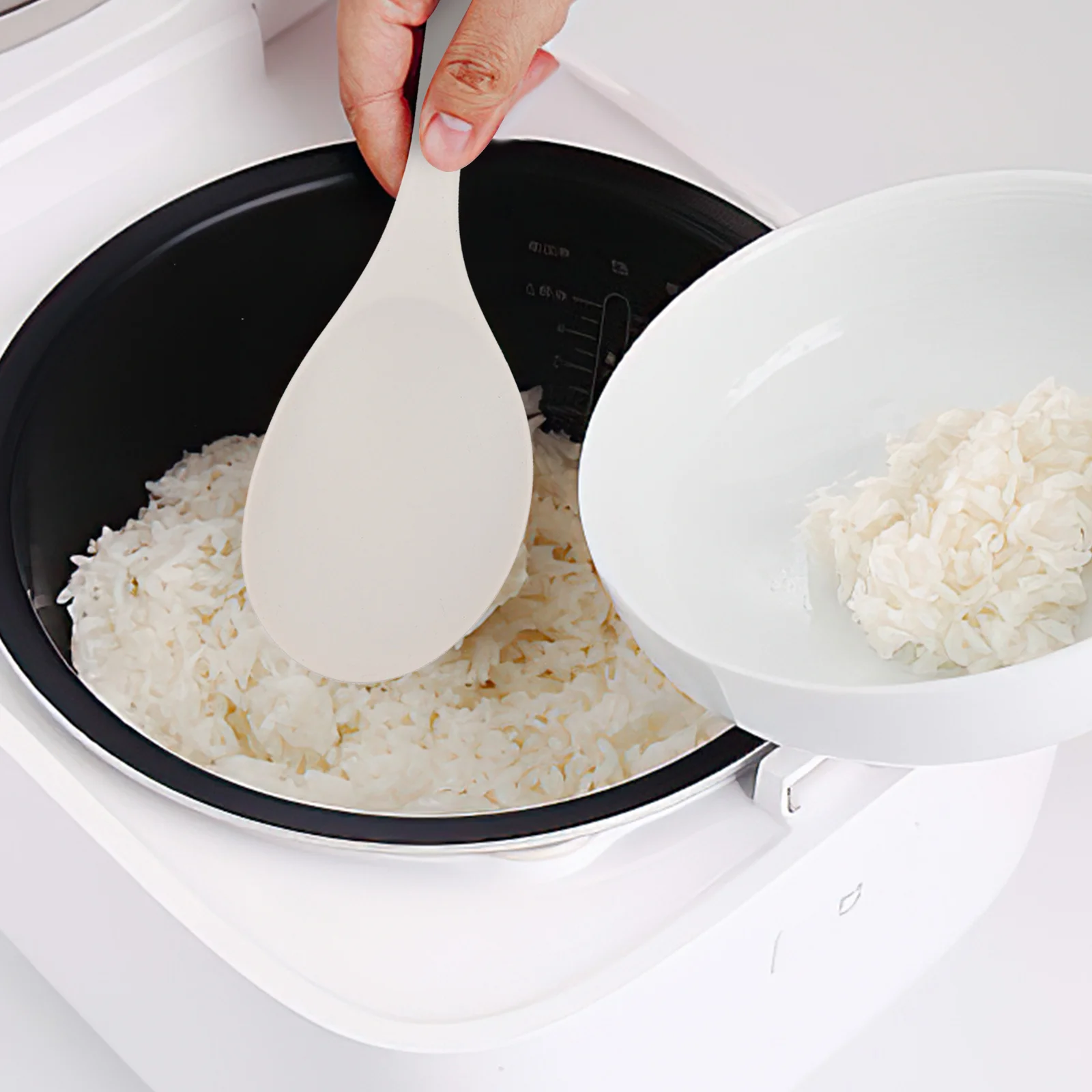 

1pc Silicone Reusable Non-Stick Compact Scoop Wear-Resistant Kitchen Spatula Convenient Serving Spoon Household Paddle Spoon