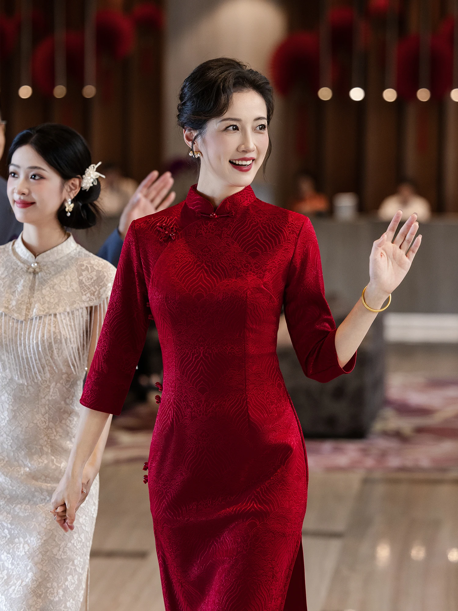 

Ele Long Wedding Dr Floral Embroidery Slim Fit Mom Wedding Dinner Par Dr Traditional Chinese Wedding Gown