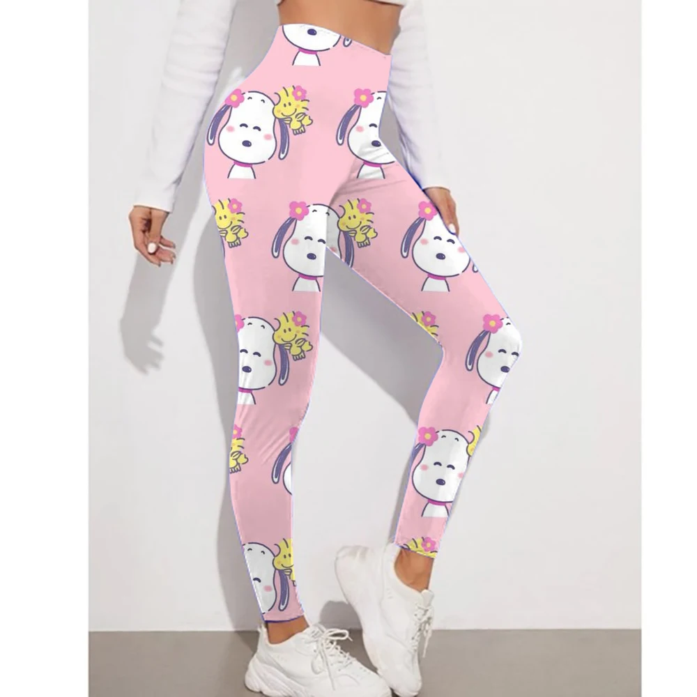 Snoopy dessin animé imprimé Leggings femmes pantalons Sexy Push Up Leggings mode Fitness Leggins gymnase sport taille haute pantalon