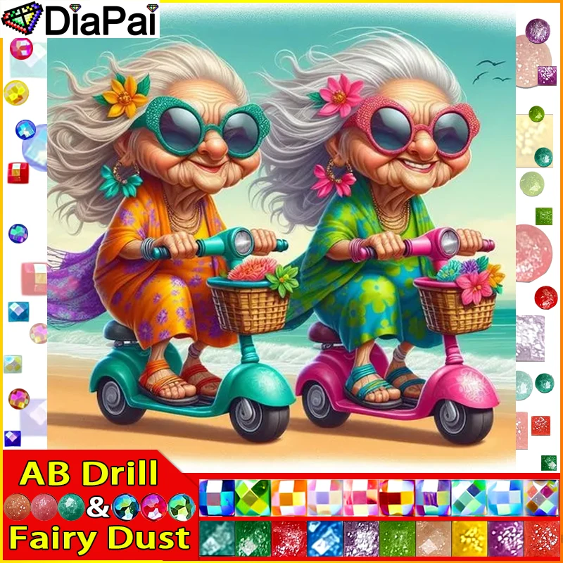 

DIAPAI Fairy Dust AB "Granny Beach" алмазная живопись 5D полная квадратная/круглая дрель домашний декор DIY Алмазная вышивка крестиком