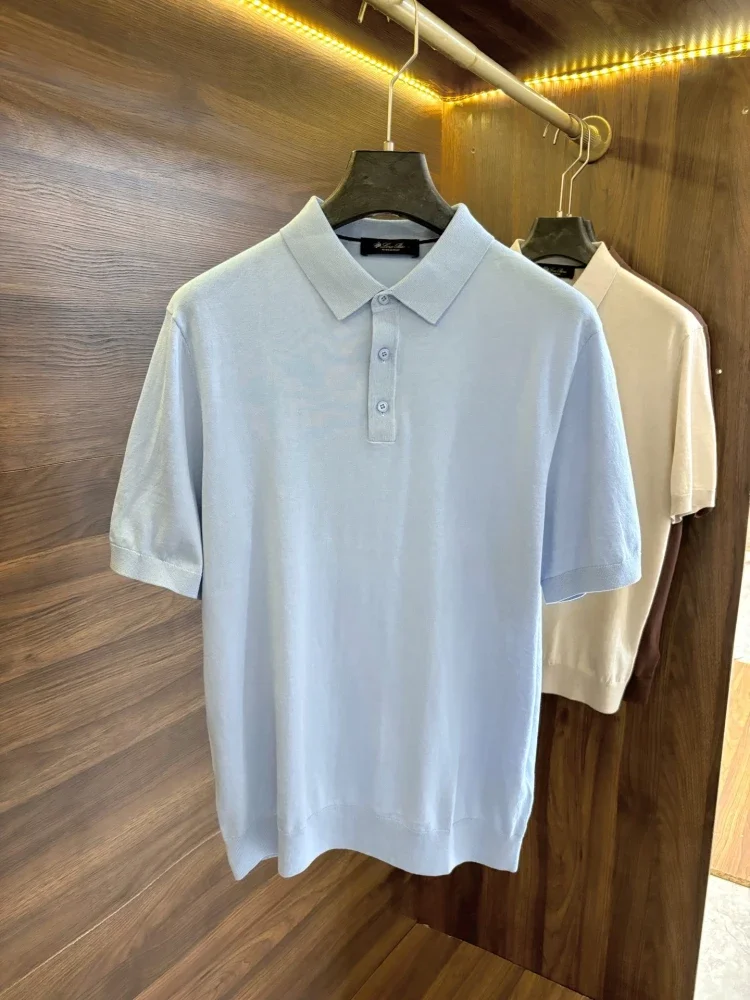 

LP Italy 25ss solid color lapel knitted sweater casual short-sleeved polo shirt