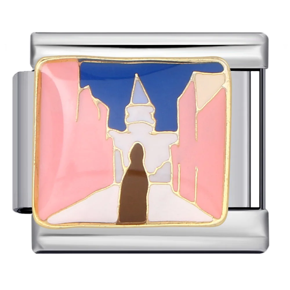 Mode Weltberühmte Sehenswürdigkeiten Schloss Italienischer Charm-Anhänger Passend für 9mm Edelstahlarmband DIY Schmuckherstellung Geschenk für Frauen und Männer – Detail 5