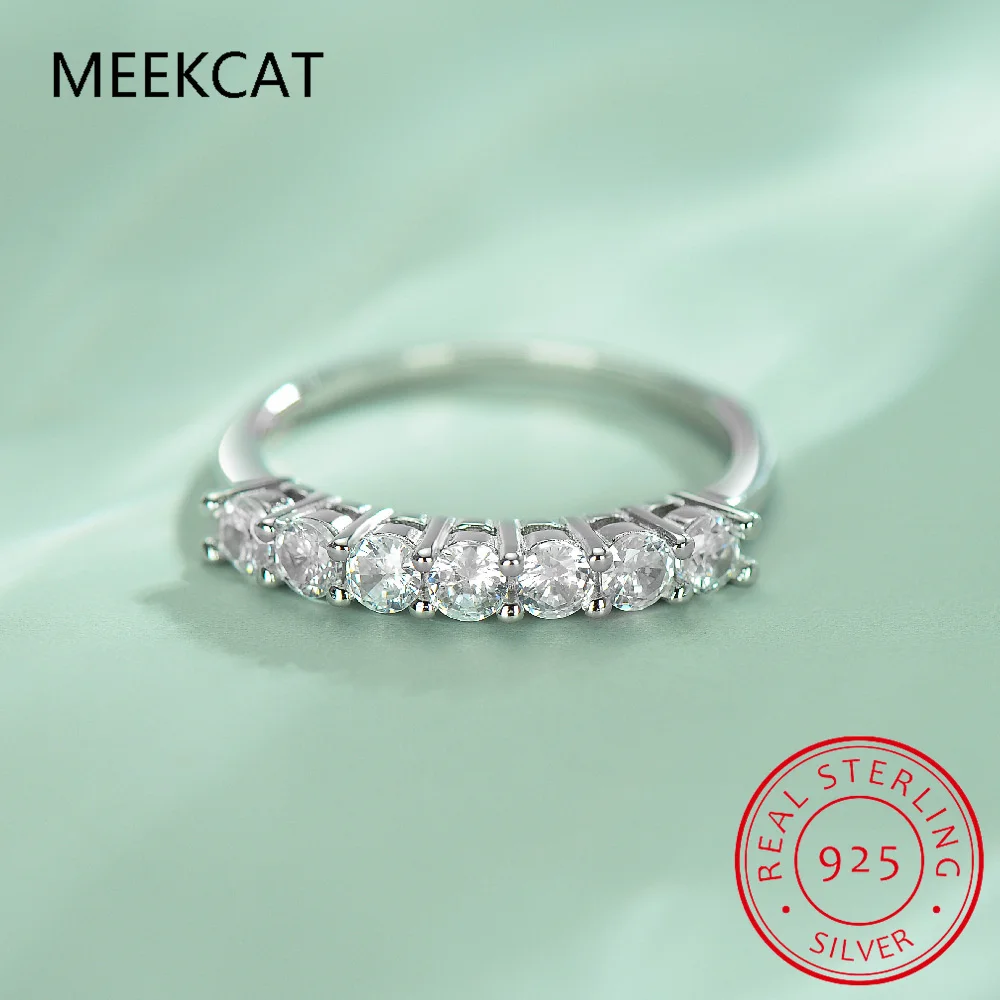 

Real 925 Silver 7-Stone 3mm D Color Moissanite Engagement Ring for Women Fine Jewelry Wedding Band Anillos De Prata