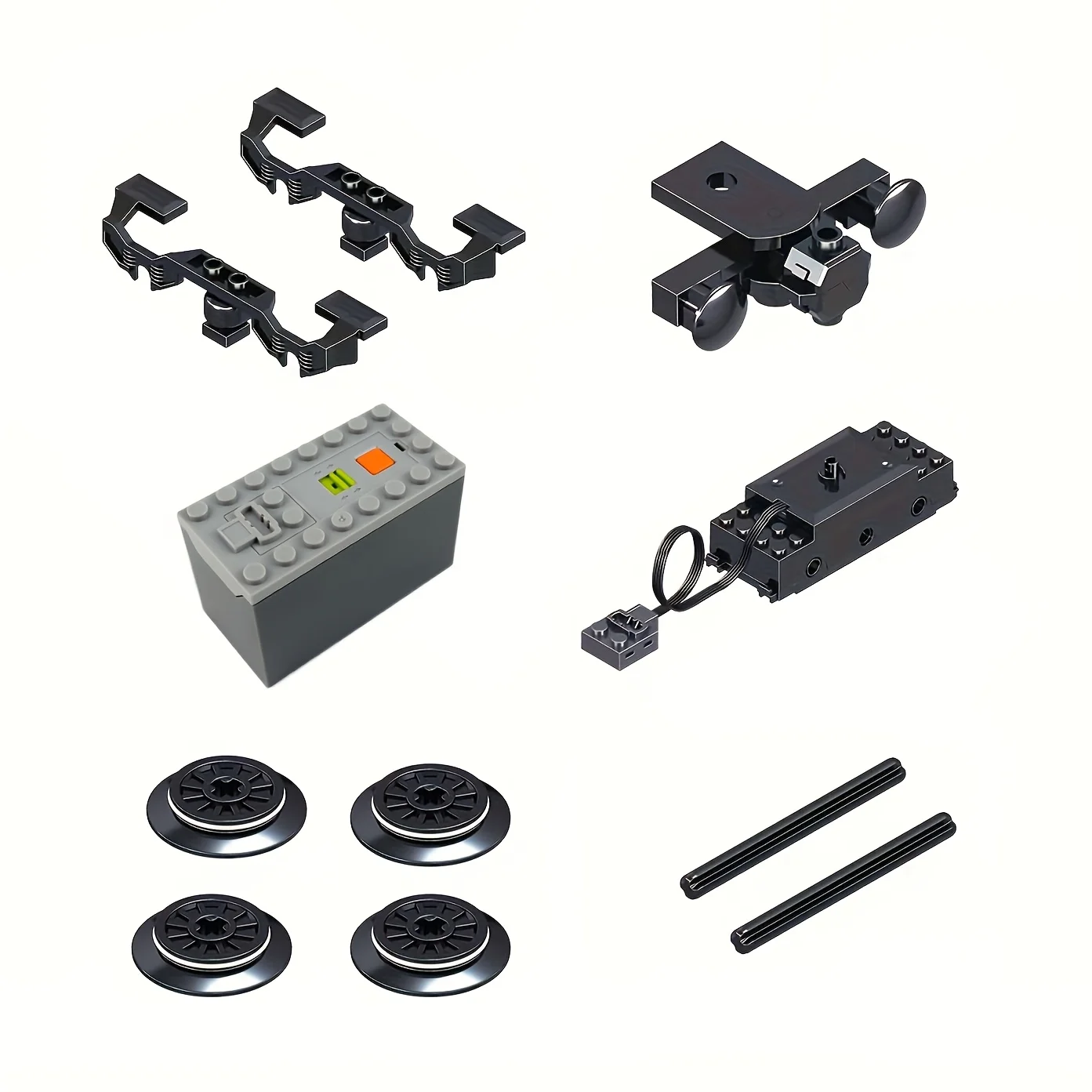 

DIY Electric Train Building Blocks Set with Enhanced Power Pack - Front & Rear Drive, Openable Switch, Mixed Colors, ABS Materia