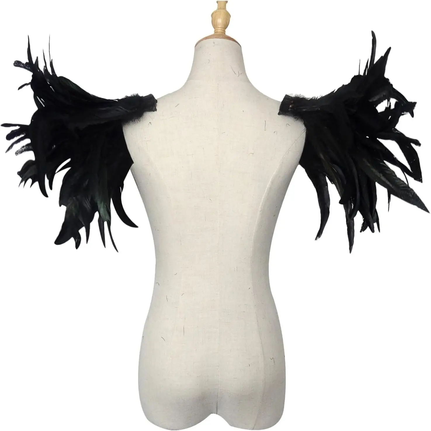 زي تنكري للهالوين بأسلوب قوطي مع أكمام ريش على الكتف، زي للعروض المسرحية مع تفاصيل ريش النعام، اتجاه أزياء عرقي