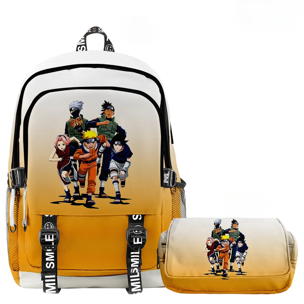 Sac à dos et trousse à crayons Naruto Anime pour enfants, ensemble de sac à dos à double pont pour garçons et filles, cartable étanche pour adolescent, 36 styles