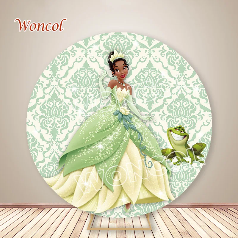 Tiana Birthday Round Backdrop 1st Princess Birthday Backdrop The Princess And The Frog Tiana Cylinder Cover Baby Shower Prop