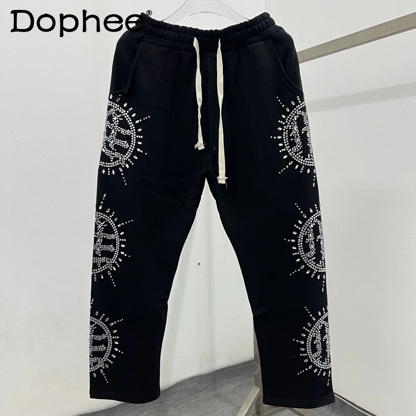 

American Hip-Hop Style Fashion Trend Heavy Embellished Loose Casual Handsome Youth Popular Sports Pants for Men