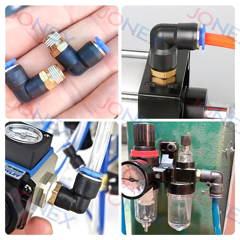 5PCS Pneumatic Elbow Fitting Connectors Push In Connection for Air Tube Hose OD 4mm 6mm 8mm 10mm 12mm M5 1/8 1/4 3/8 1/2 Thread