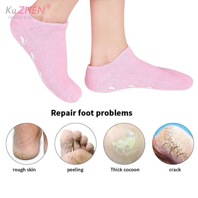 1 paio di calzini idratanti con olio essenziale multicolore, guanti per piedi secchi e screpolati, nutriente per la pelle, lubrificante per la cura dei piedi, massaggio