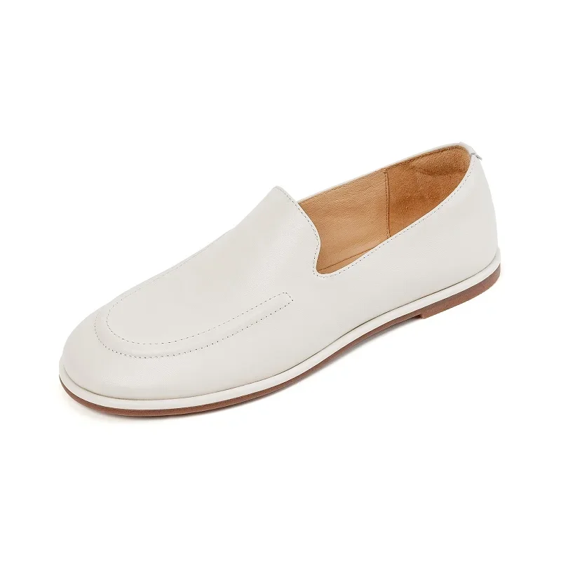 Frau Schuhe Frühling Faulenzer Rindsleder Echt Leder Runde Kappe Frauen Flache Schuhe Faul Slip-On Vintage Faulenzer Dame Casual Spaziergang schuhe