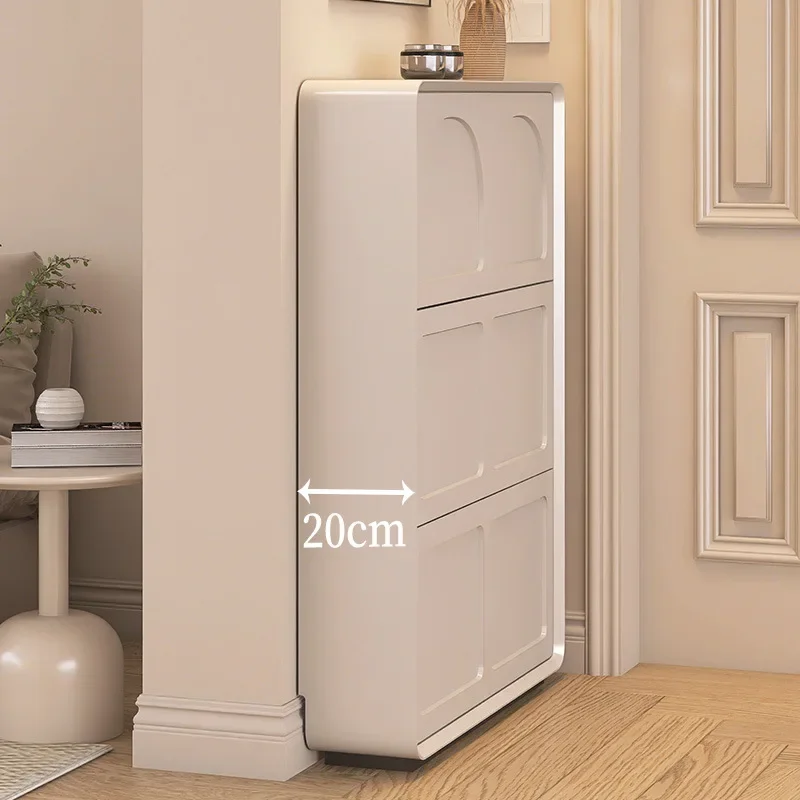 All solid wood French paint ultra-thin shoe cabinet tipping bucket household extremely narrow foyer cabinet