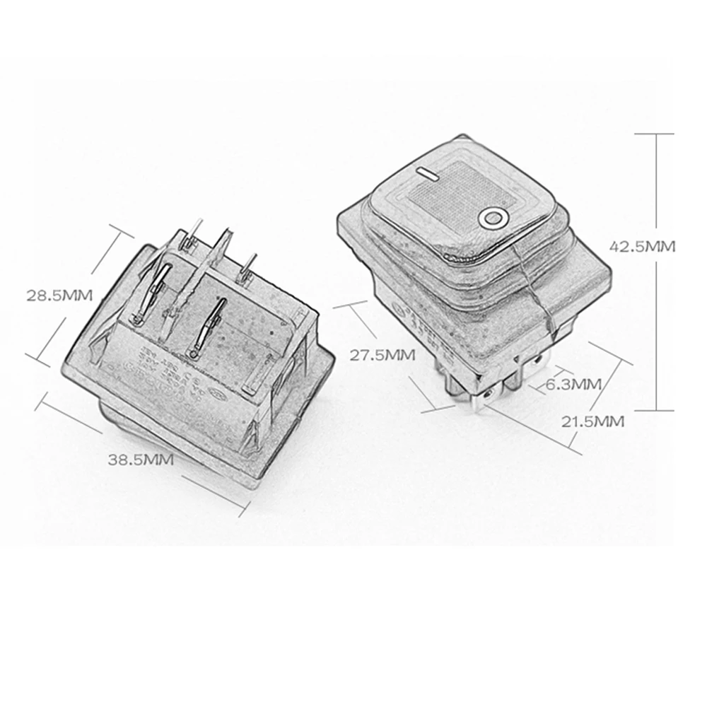 KCD4 방수 로커 스위치 4핀 20A/125V 16A/250V 푸시 버튼 스위치, 1팩
