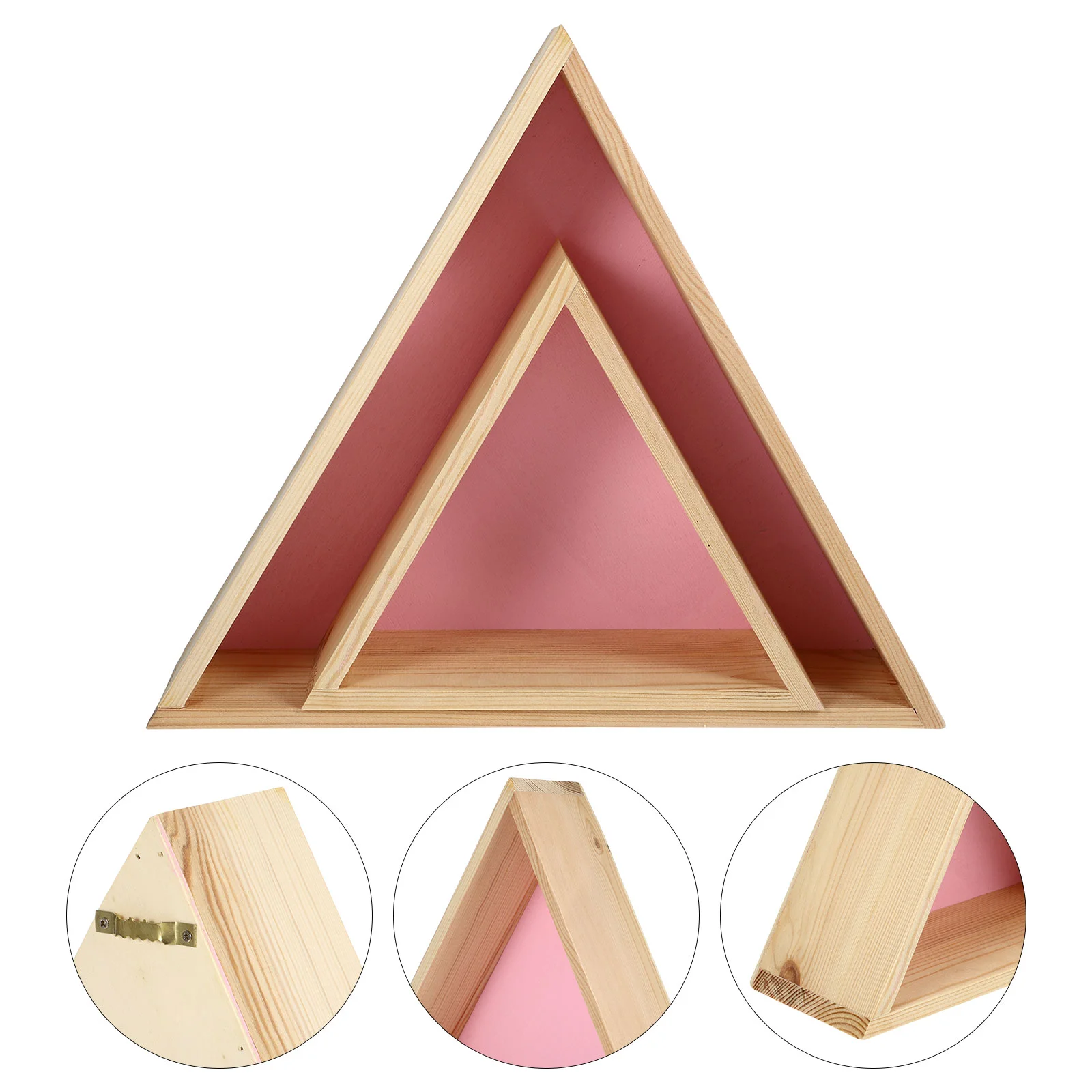 2 Pcs Decorate Triangle Children's Room Shelf Storage Kids Shelves Wall Hanging Pine Wood Rack