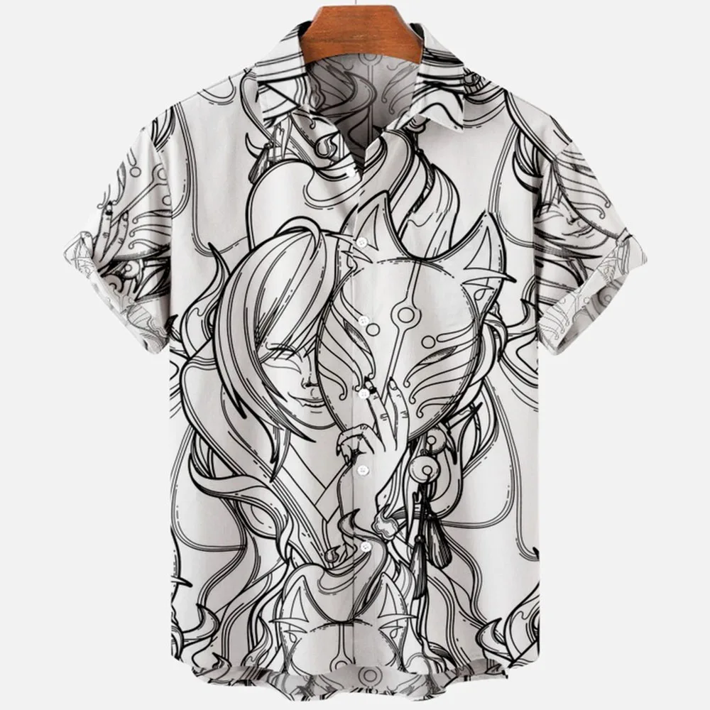 2024 Devil Horror 3d Print Hawaiian Shirt Men Clothes Breathable Loose Men's Shirts Male Short Clothes Sleeve Summer Male Shirt