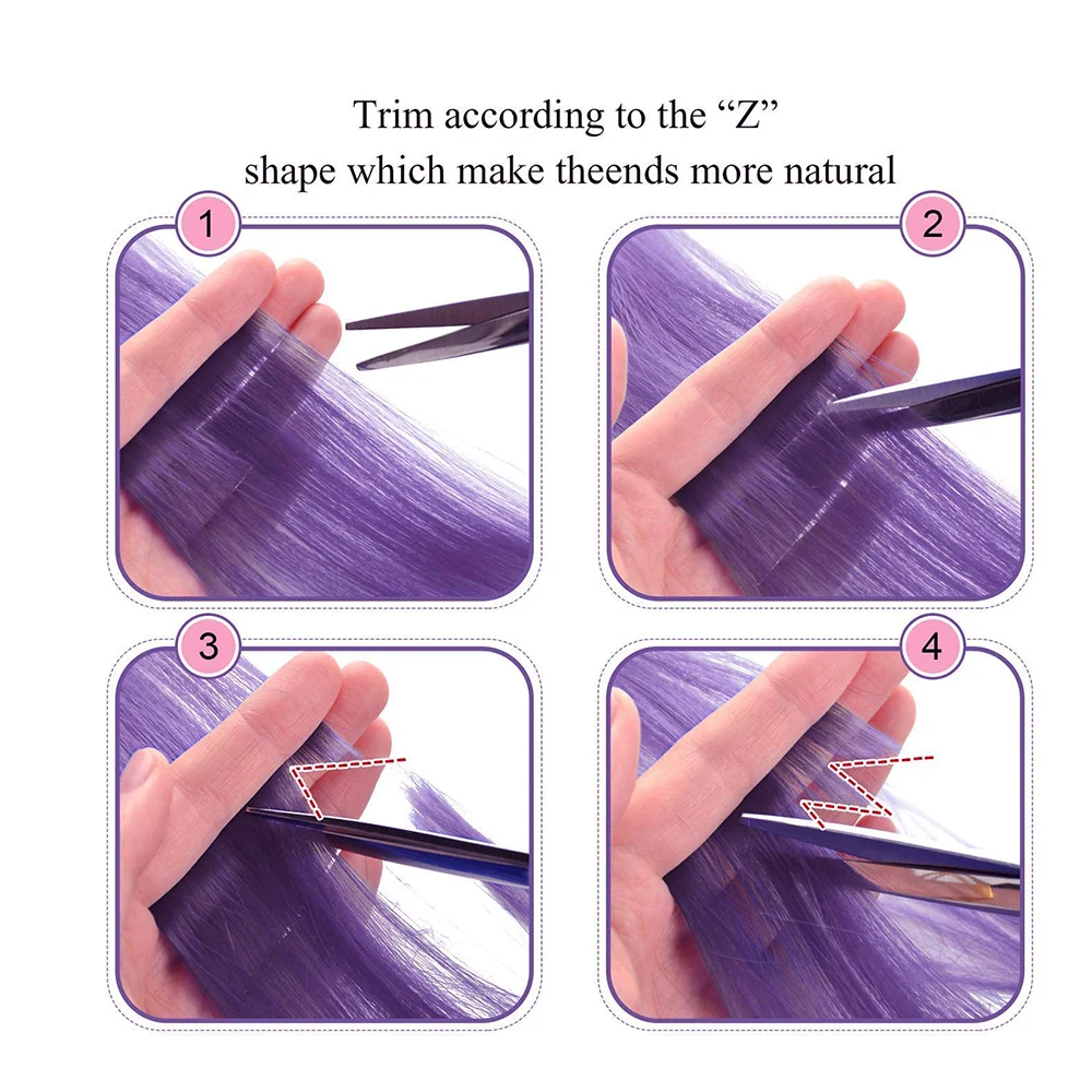 6pcs/pack Clip in Hair Extensions Colored Party Highlights for Girls 22 inches Multi-colors Straight Hair Synthetic Hairpieces