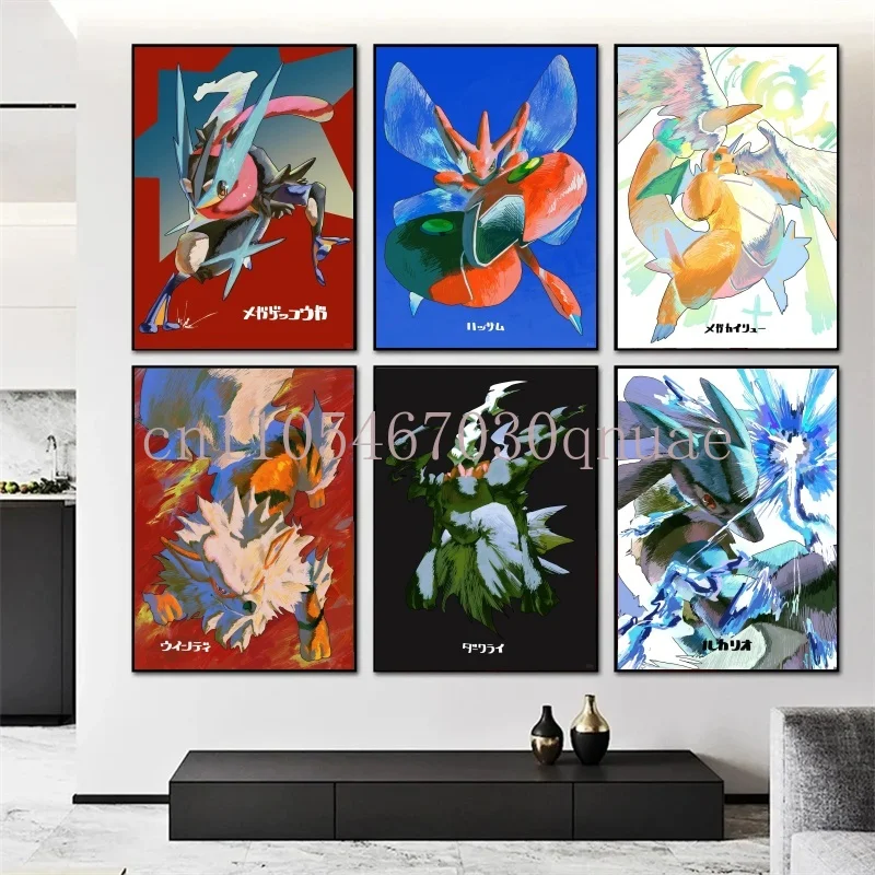 

Anime Pokemon Pikachu Mewtwo Charizard Poster HD Canvas Painting Home Modern Living Room Painting Wall Art Decoration Painting