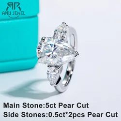 AnuJewel 6cttw Pear D Color Moissanite Engagement Rings For Women 18K Gold Plated Silver Wedding Ring  Jewelry Wholesale