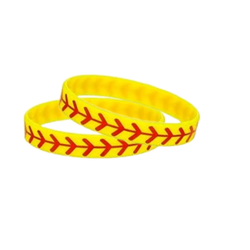 100PCS Softball Silicone Bracelet Sports Rubber Band Men Women Silicone Baseball Sports Bracelets Fashion Accessories