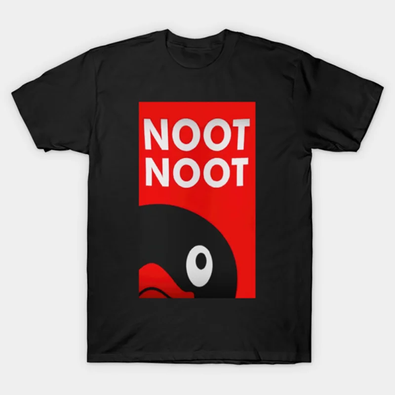 

0330 Noot Noot Pingu Meme Gift t shirt for men Funny cartoon Graphic Clothes 100% cotton printed Y2K clothing Large size tee