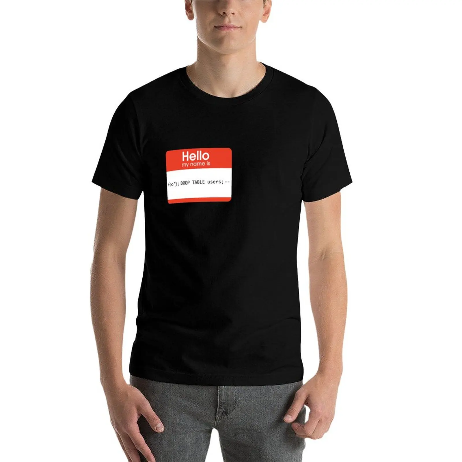 مرحبا اسمي SQL حقن تي شيرت مطبوعة تي شيرت للرجل أنيمي تي شيرت للرجل تي شيرت للرجل حزمة القطن تي شيرت #5